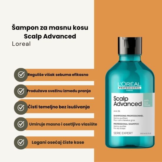 Loreal Professionnel SE Scalp Advanced Anti-Oiliness šampon za kožu glave sklonu masćenju 300ml - Slika 2