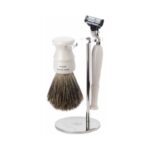 Acca Kappa Shaving Set Design Resina With Stand And Bowl – Pure Badger – “Mach 3” Razor